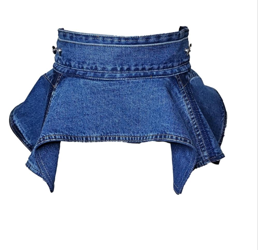 Custom Order Bespoke Women's Blue Denim Peplum Corset Belt – TheMirrorTable